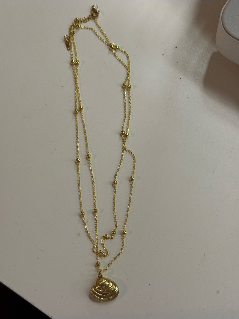 Gold Beaded Layered Pendant Necklace - Women Jewelry